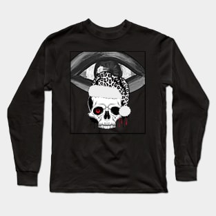 Big Eye with Santa's Leopard Hat on Skull Long Sleeve T-Shirt